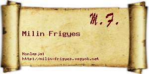 Milin Frigyes névjegykártya